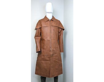 Staubmantel aus echtem Leder für Herren: Ranger Cowboy Trenchcoat