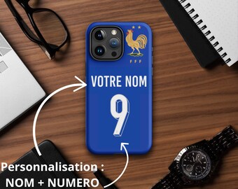 Coque d'iPhone rigide nouveau maillot équipe de France Euro 2024 MBAPPE ou personnalisation