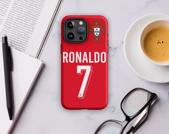 Coque d'iPhone rigide en cuir nouveau maillot Portugal Euro 2024 Ronaldo CR7