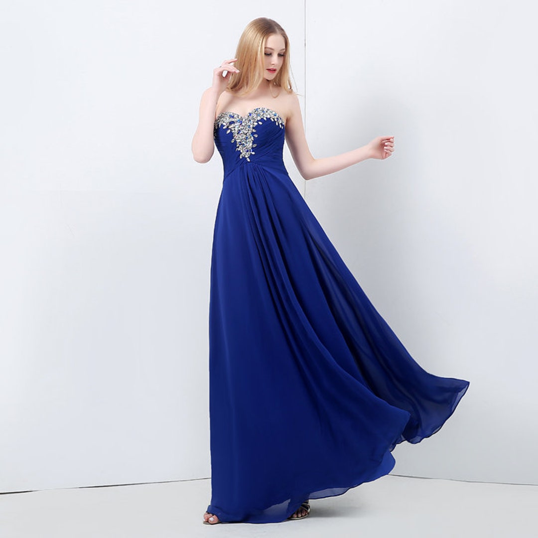 Elegant Blue Sequinembellished Wedding Dress Stunning Etsy