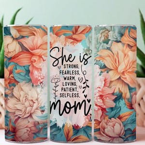 Muttertag Zitat Floral Tumbler Wrap - Skinny Tumbler 20 Unzen Design - PNG, Sublimation Design Digital Download png Instant DIGITAL NUR
