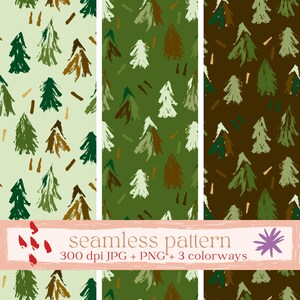 Premium Seamless Pattern | Pine Trees – Digital Download (JPG + PNG + 3 Colorways)