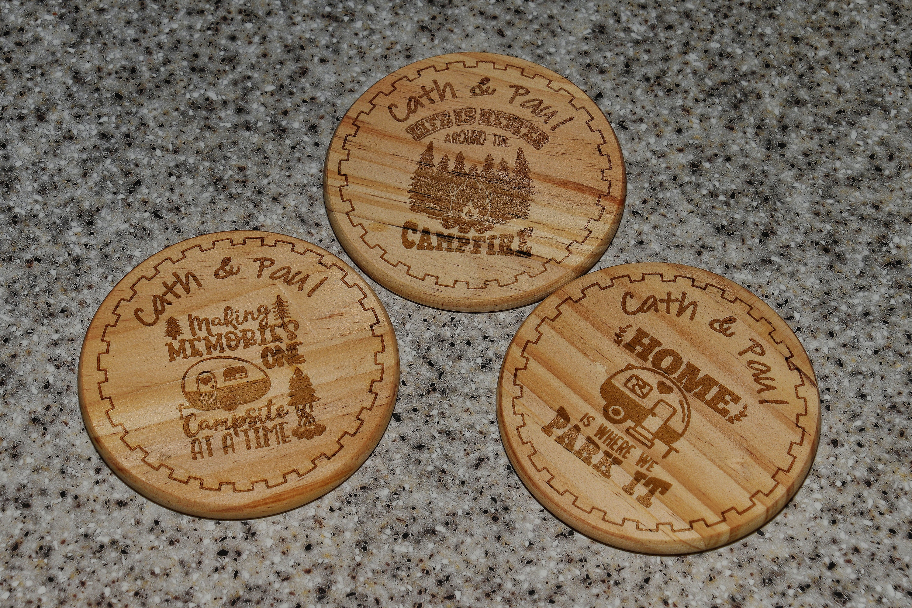 Personalised Wooden Camping Coasters,camping Gift, Caravan Gift, Ideal ...