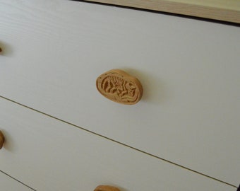 手作りオーク材の恐竜化石キャビネット取っ手：恐竜の子供部屋装飾