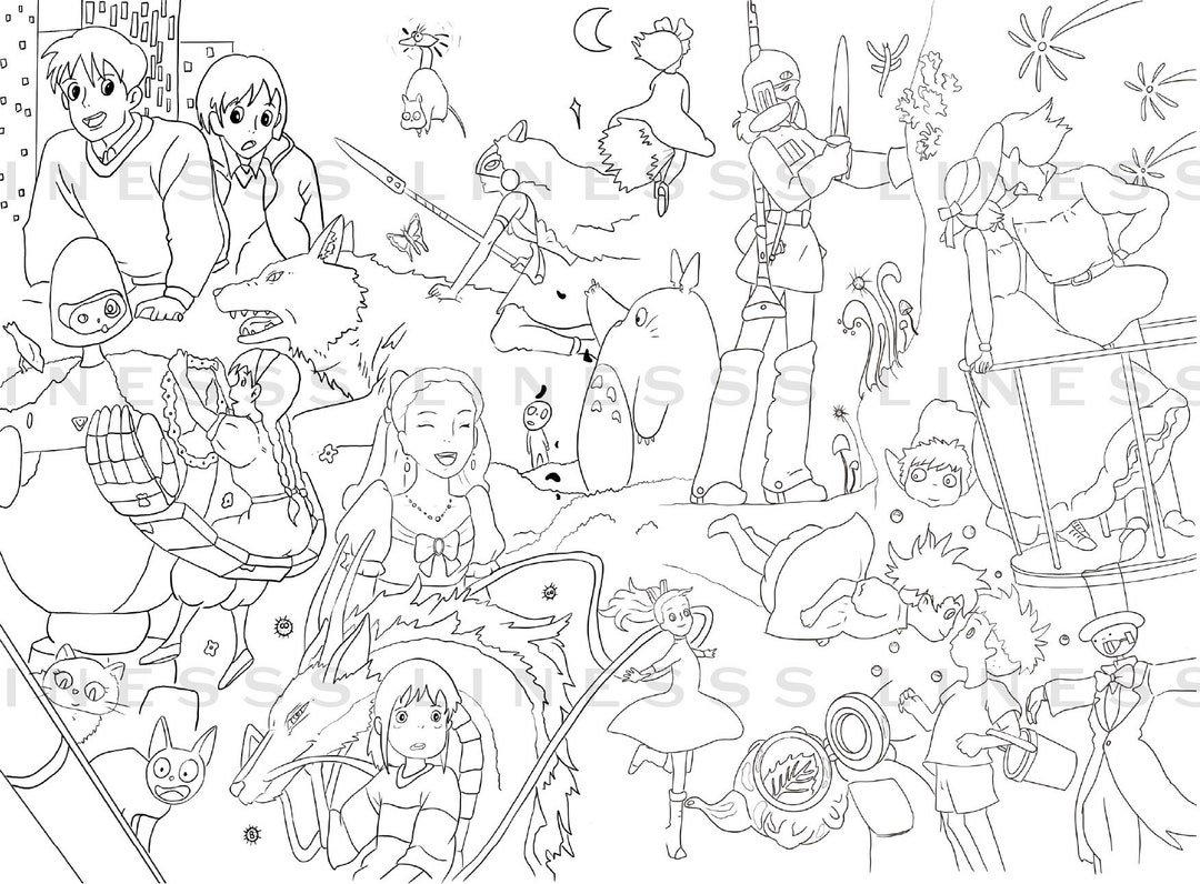 Studio Ghibli Coloring Page available on Etsy
