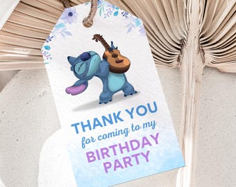 Stitch Birthday Party Favor Tags, Customizable Thank You Tags (Digital Download)