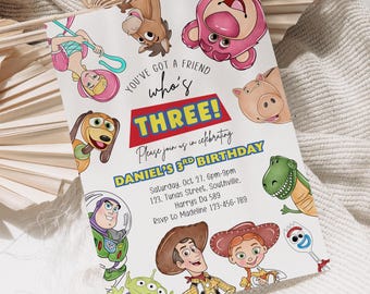 Toy Story Birthday Invitation: 3rd Birthday, Editable Canva Template (Digital Download)