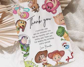 Toy Story Thank You Card, Toy Story Birthday Thank You Note, Toy Story Printable, Modern Baby Shower, Editable Canva Template, Digital, B625