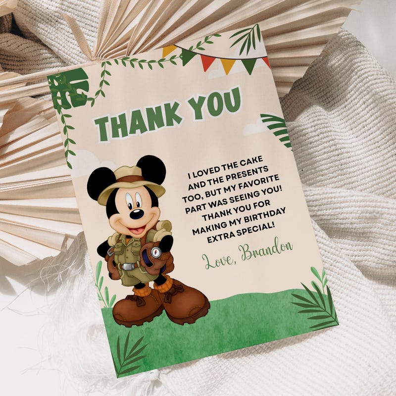 Mickey Mouse Thank You Cards - Etsy