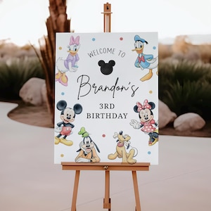 Mickey Welcome Sign, Mickey Mouse Birthday Sign, Birthday Welcome Poster, Birthday Welcome Banner, Canva Editable Template