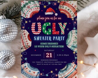 Ugly Sweater Party Invitation Template | Editable Holiday Invite (Digital Download)