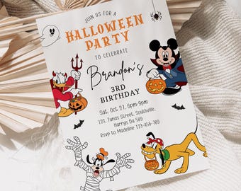 Mickey Mouse Halloween Birthday Invitation | Spooky Digital Invite (CANVA)
