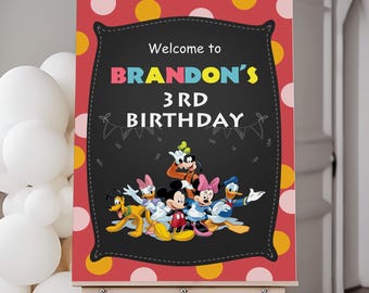 Spersonalizowany znak powitalny z okazji urodzin Myszki Miki (plik cyfrowy)