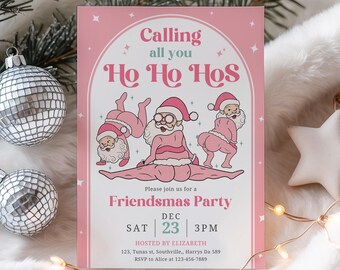 Convite engraçado para festa de Natal entre amigos, convite "Ho Ho Hos" (Download digital)