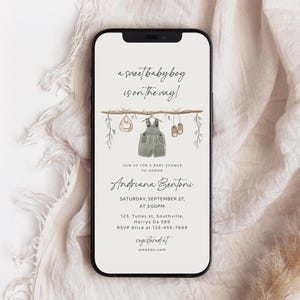 Modello di invito per messaggio di testo per baby shower per bambini, elettronico, baby shower per bambini, baby shower boho, invito per baby shower, download, B321