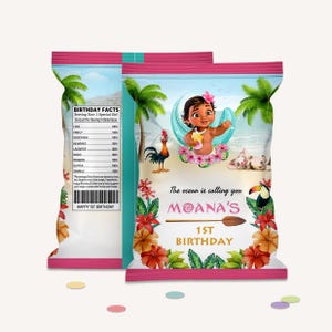 Baby Moana Party Supplies Printable, Chip bag, Water bottle, Juice pouch, Moana Birthday Decoration, Personalized Princess Party Favors B004