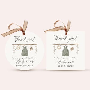 Round Favor Tag Template, Boho Baby Shower Round Tag Square Tag, Clothes Baby Shower, Baby Tag, Boy Baby Shower, Editable, Instant, B321