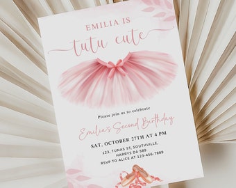 Ballerina Birthday Party Invitation, Tutu Cute Ballet (Digital Invite)