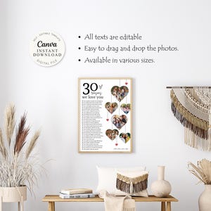 30 Reasons We Love You Poster With Pictures Template, Printable 30th Birthday Gift for Him or Her Editable, Personalized 30th Birthday Decor