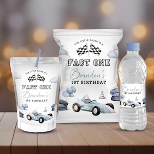 Editable Fast one Party Decorations Racecar Package Birthday Racing car Vintage Boy Bundle Package Template Digital Instant Download, B465