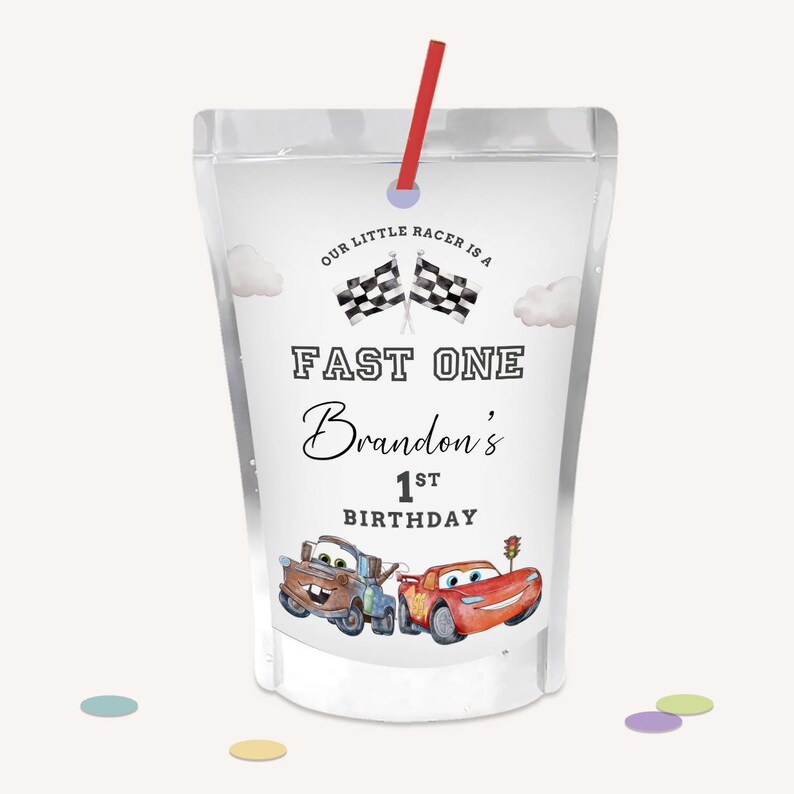 Cars Birthday Party Bundle, Cars Party Treats, Chip Bag, Capri Sun, Water Bottle Labels, Personalized, Lightning McQueen DIGITAL FILE B623