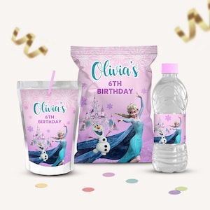 Frozen Party Kit, Elsa Birthday Decoration, Printables Chip bag, Water Bottle, Caprisun Labels, Frozen Party Favors, Frozen Olaf Decor, B091