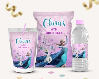 Elsa Frozen Birthday Party Kit, Chip Bag, Water Bottle, Caprisun Labels (Printables)