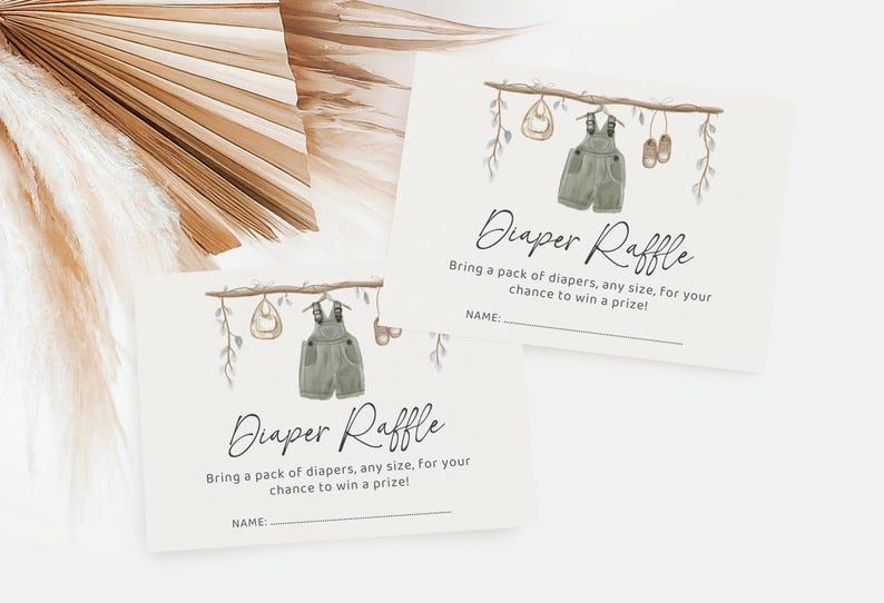 Boho Diaper Raffle Ticket, Neutral Baby Shower Game (editable Template ...