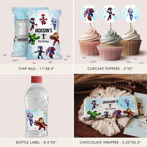 Superhero Chip Bag, Spidey Party Favors, Superhero Birthday, Superhero Decor Cupcake, Rice Krispies, Spidey Hershey, Pringles Label etc B633