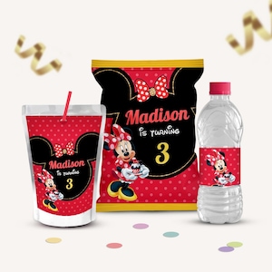 Minnie Mouse Party Package, Minnie Mouse Birthday Printable, Minnie Mouse Party Kit, DIGITAL FILE ONLY, Red Minnie Mouse Girl Birthday, B148