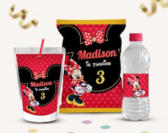 Paquete para fiesta de cumpleaños de Minnie Mouse, temática de Minnie roja (archivo digital)
