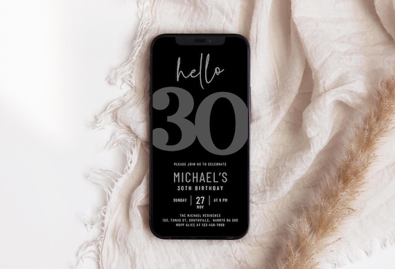 Editable 30th Birthday Invitation, 30th E-Invite, 30th Birthday Evite, Men 30th Party Invitation, Digital 30th Invitation Digital Invitation
