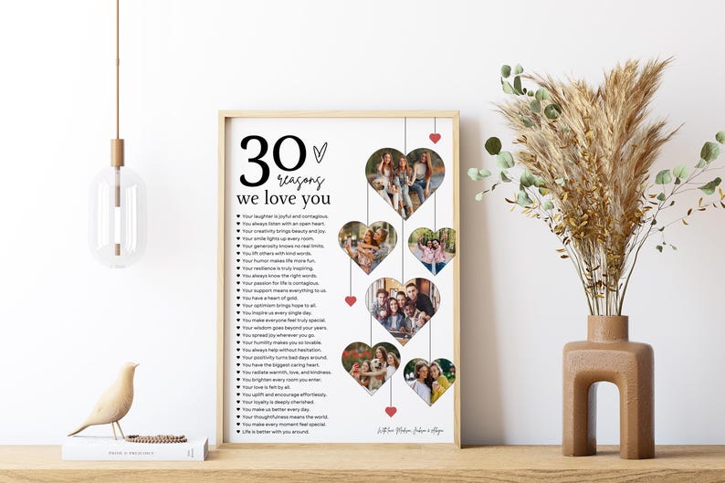30 Reasons We Love You Poster With Pictures Template, Printable 30th Birthday Gift for Him or Her Editable, Personalized 30th Birthday Decor