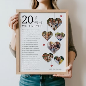 20 Reasons We Love You Poster With Pictures Template, Printable 20th Birthday Gift for Him or Her Editable, Personalized 20th Birthday Decor
