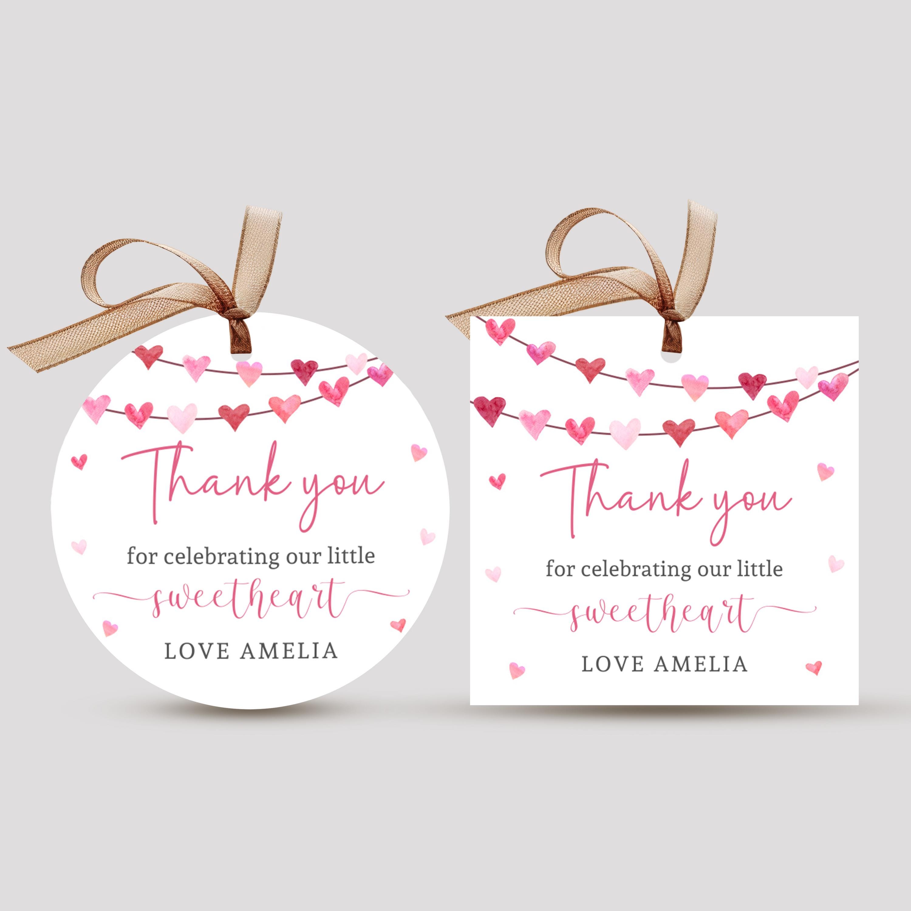100 Etichette Personalizzate Per Bomboniere Matrimonio, Thank You Hang Tag Rosa, 7x4,5 Cm, Carta Di Qualità