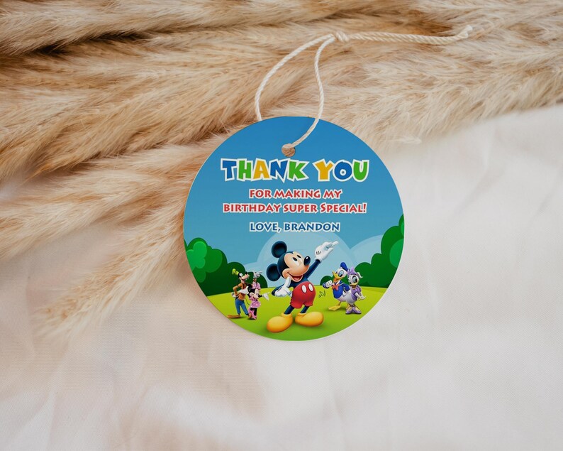 Editable Mickey Mouse Birthday Thank You Tags (digital Download) - Etsy ...