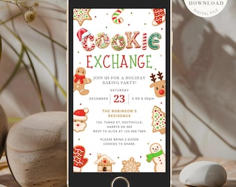 Convite para Troca de Biscoitos de Natal, Festa de Fim de Ano (Download Digital)