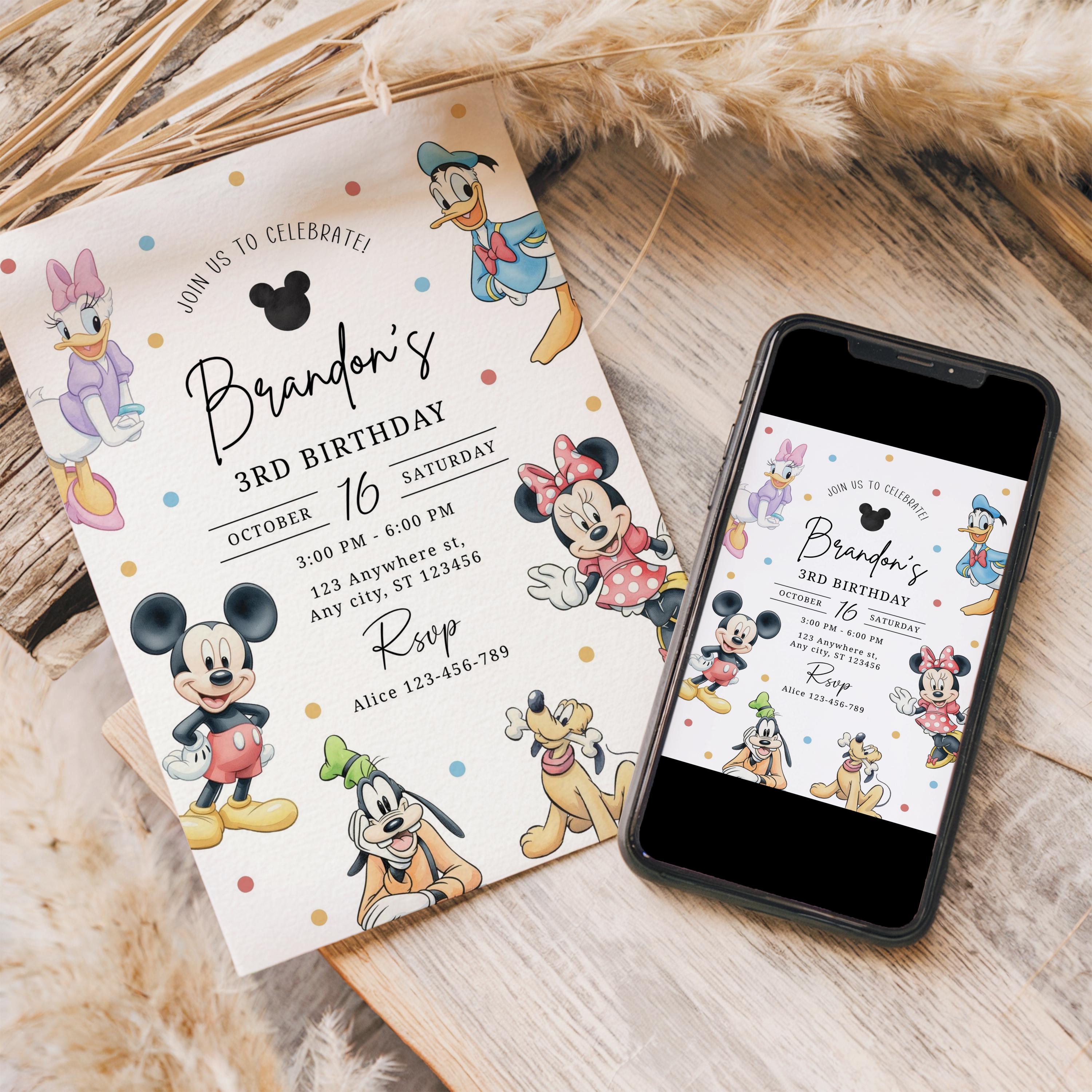 Mickey Mouse and Friends Birthday Invitation Editable Digital Canva ...