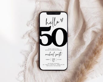 50th Birthday Invitation Template | Modern Canva Design (Digital)