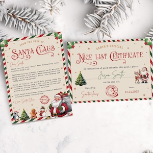 PACCHETTO MODIFICABILE Lettera di approvazione di Babbo Natale Lettera di approvazione + Certificato di buona volontà Modello modificabile Stampabile Download immediato, Canva