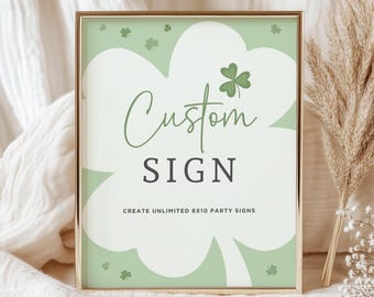 St Patrick's Day Custom Shamrock Sign, Irish Party Decor (Digital Download)
