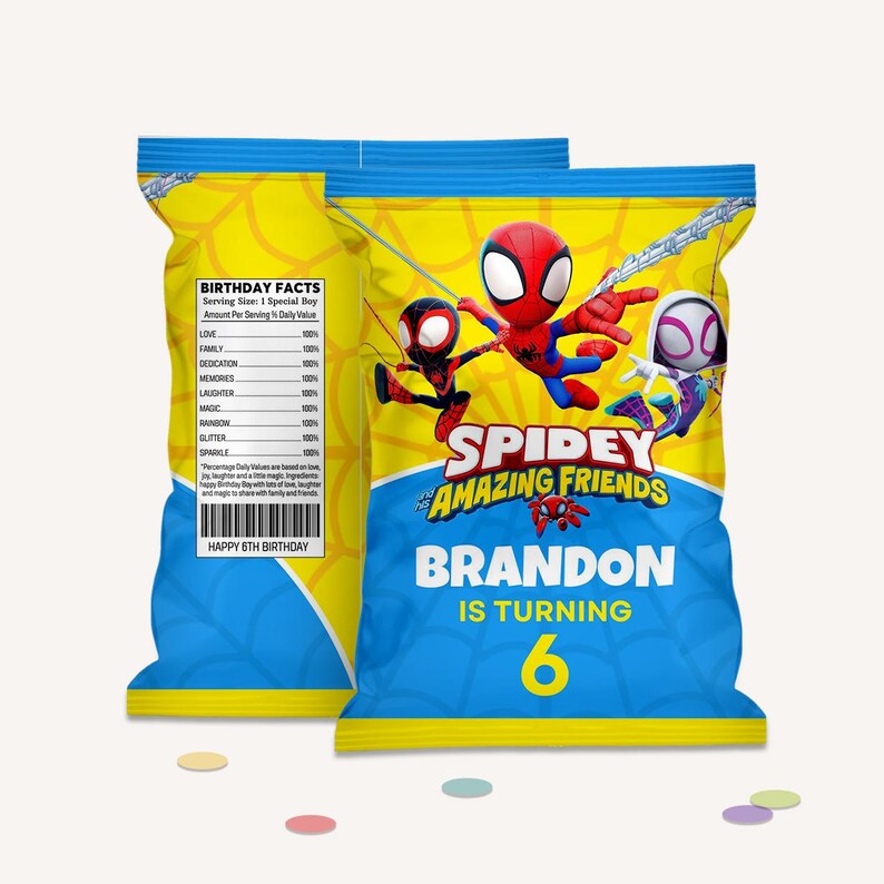 Superhero Party Favors Template, Spidey Treats Template, Chip Bag label, Caprisun Pouch, Spidey Bottle Wrapper, Digital Download, B149