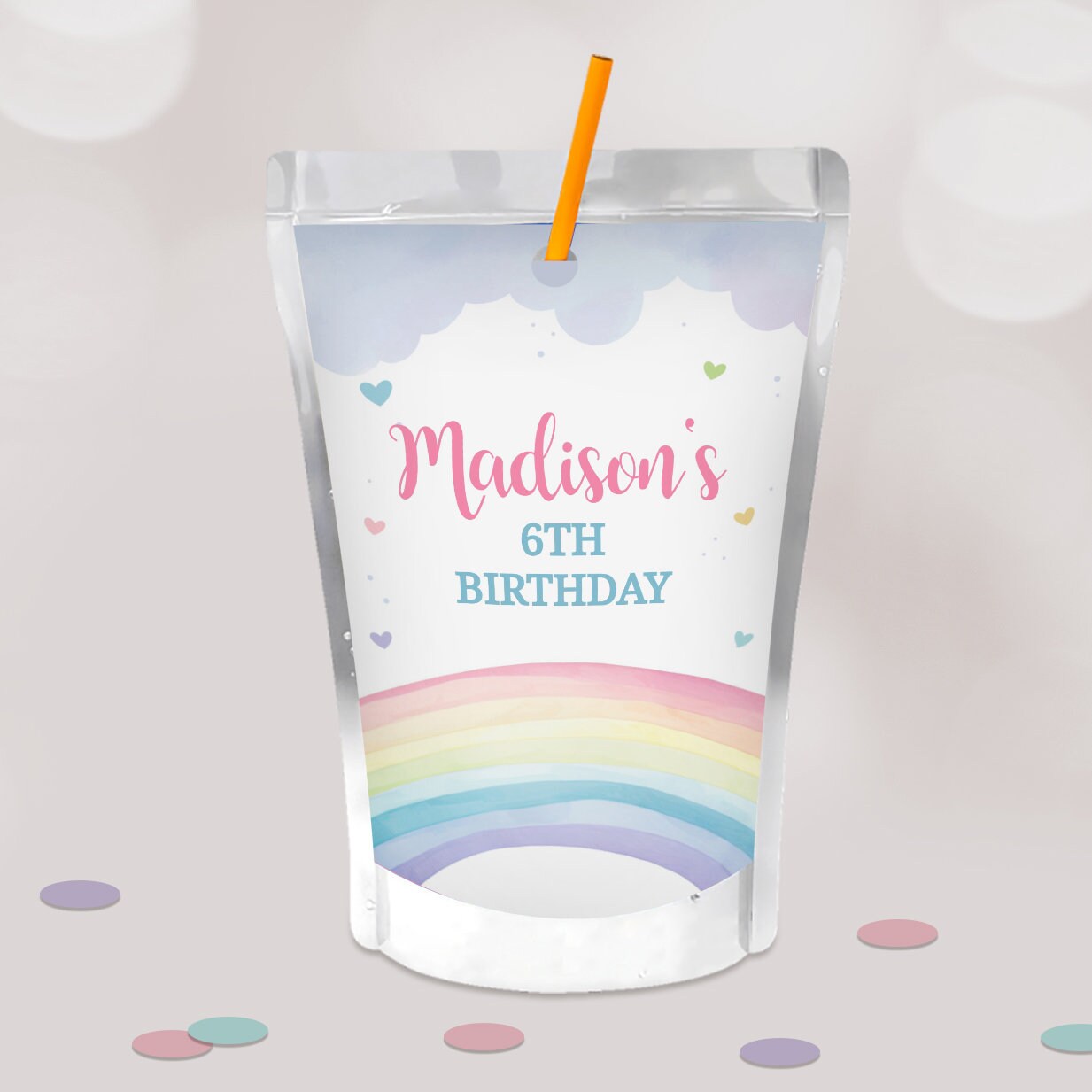 Rainbow Party Kit, Watercolor Birthday Decoration, Printables Chip Bag ...