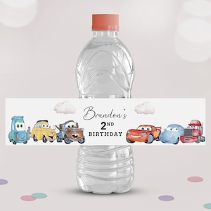 Any Age Cars Birthday Bottle Labels Boy Lighting McQueen Race Car Party Decoration Custom Template Editable Digital Printable, CANVA, B622