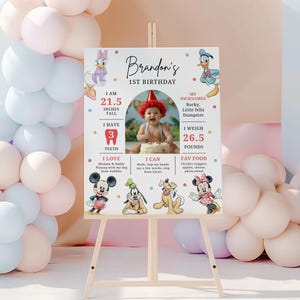 Mickey Mouse and Friends  First Milestone Poster | Happiest Birthday on Earth | First Year Milestones | Birthday Milestone | Photo Milestone