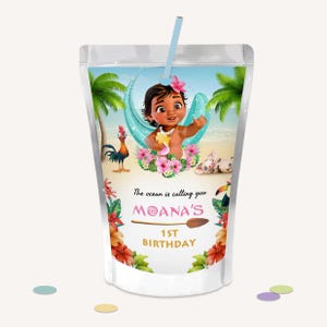 Baby Moana Party Supplies Printable, Chip bag, Water bottle, Juice pouch, Moana Birthday Decoration, Personalized Princess Party Favors B004