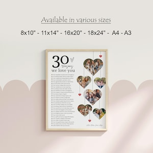 30 Reasons We Love You Poster With Pictures Template, Printable 30th Birthday Gift for Him or Her Editable, Personalized 30th Birthday Decor