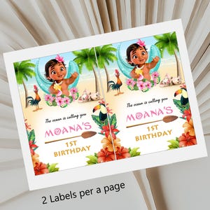 Editable Moana Theme Gift Bag Labels, Hawaiian Birthday Gift Bag label Template, Moana Treat Bag Printable, Instant Download, CANVA, B004