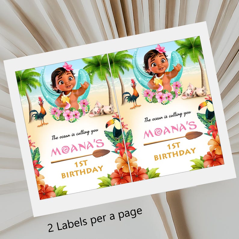 Editable Moana Theme Gift Bag Labels, Hawaiian Birthday Gift Bag label Template, Moana Treat Bag Printable, Instant Download, CANVA, B004