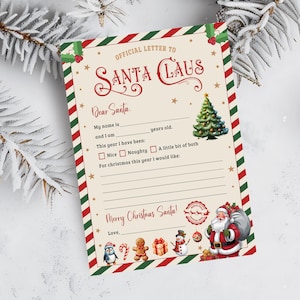 Letter to Santa Druckbare Weihnachtswunschliste Buchstaben Weihnachtsbrief Einfach zu drucken Digital Sofortdownload